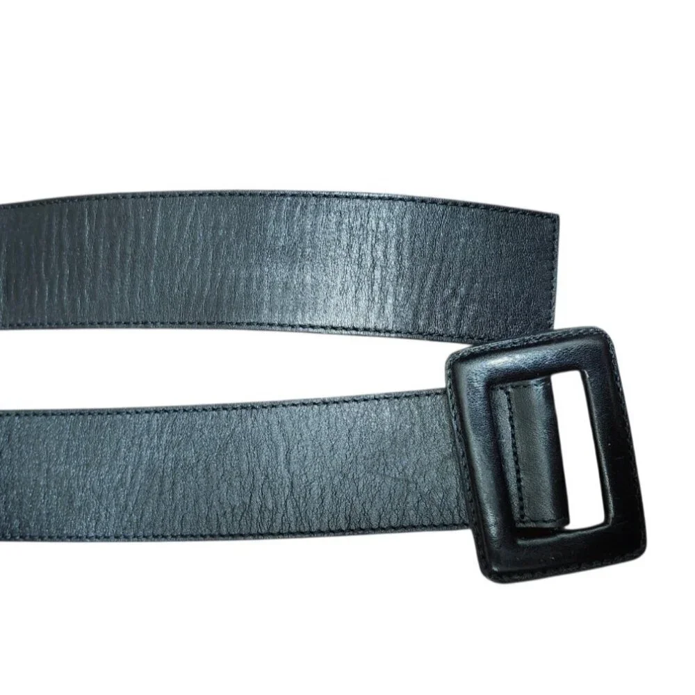 ZAPA Paris Wide Black Leather Waist Belt 100% Calfskin Size T1 Made in France